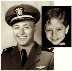 The boy James Leininger (right) claims that in his previous life he was pilot James Huston (left).