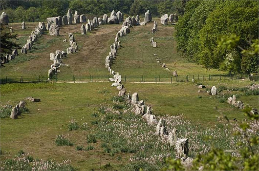 Most of the stones are carved with simple shapes.