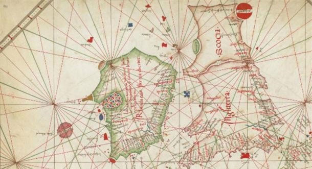 A nautical chart from 1473 depicts the island in a circular shape.