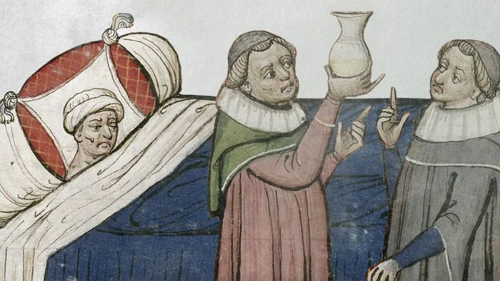 The drawing illustrates a person suffering from excessive sweating.